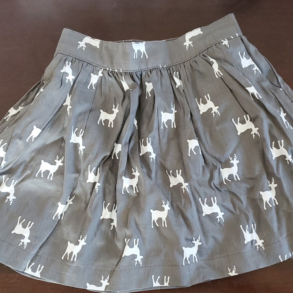 Girls Holiday/Christmas skirt with reindeer print